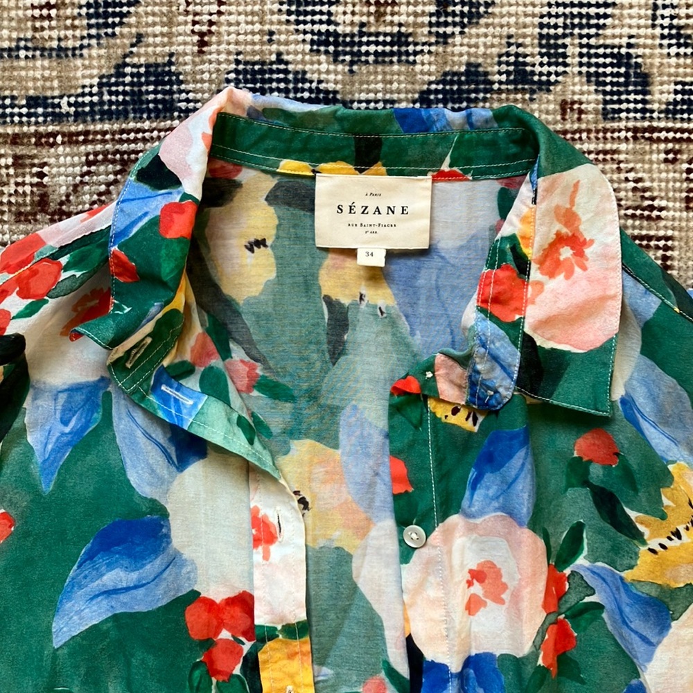 Sezane Pierro Shirt in Delphe Print size 34
